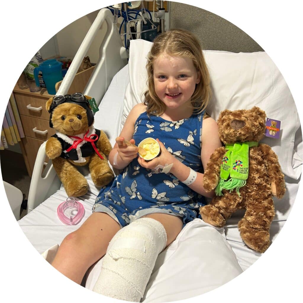 Asher recovering in Cairrns hospital after her surgery.